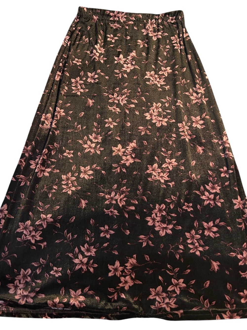 Kathie Lee Collection Black Maxi Skirt with Pink Floral Pattern. Medium
